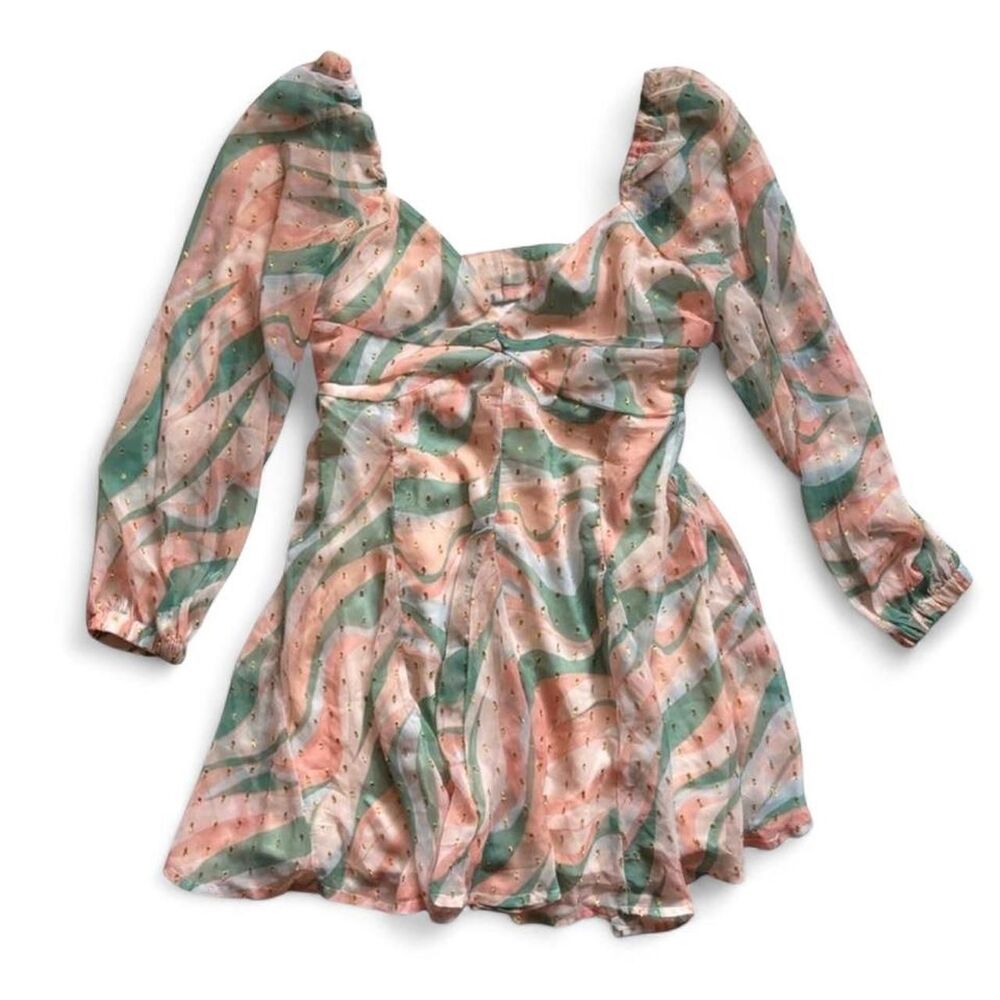 ASOS pastel printed long sleeve baby doll dress